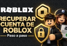 Portada sobre recuperación de cuenta de Roblox con candado y elementos de seguridad